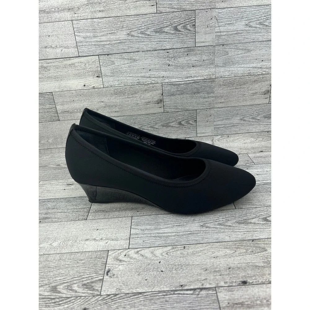 Rockport Total Motion truTECH Black Fabric Wedge Pumps CH6820 Women Sz 9M